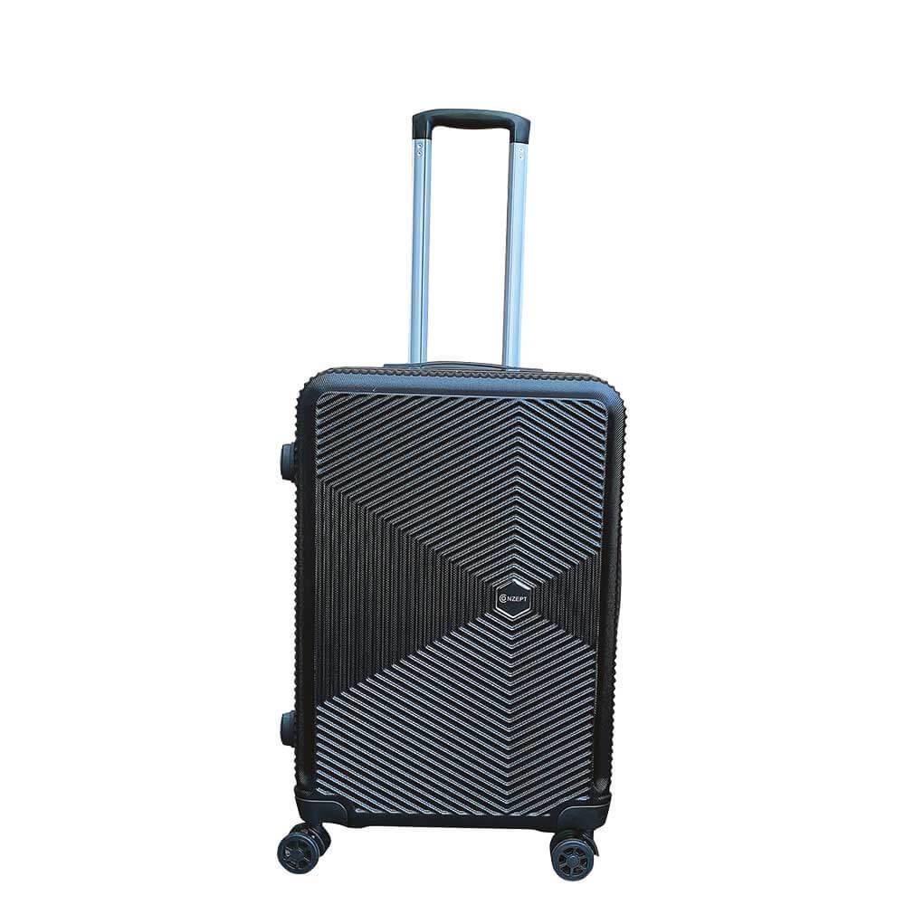 CONZEPT KUFFERT HÅRD M/4 HJUL SORT 24" MELLEM
