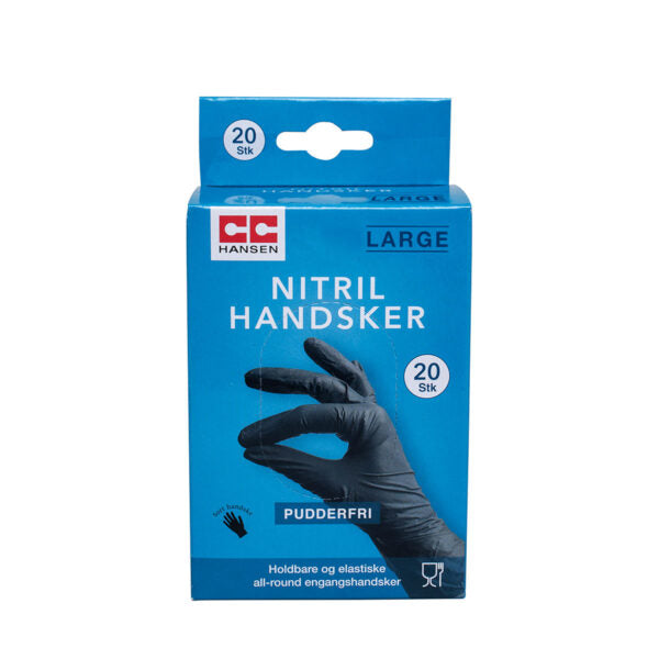 ENGANGSHANDSKER T/FØDEVARER SORT LARGE 20-PAK