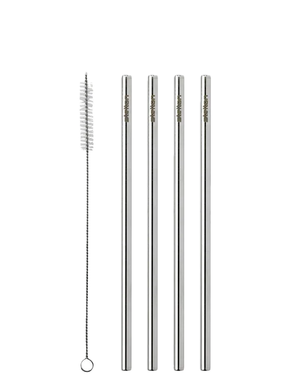 STELTON SUGERØR STÅL 4-PAK INKL. RENSEBØRSTE