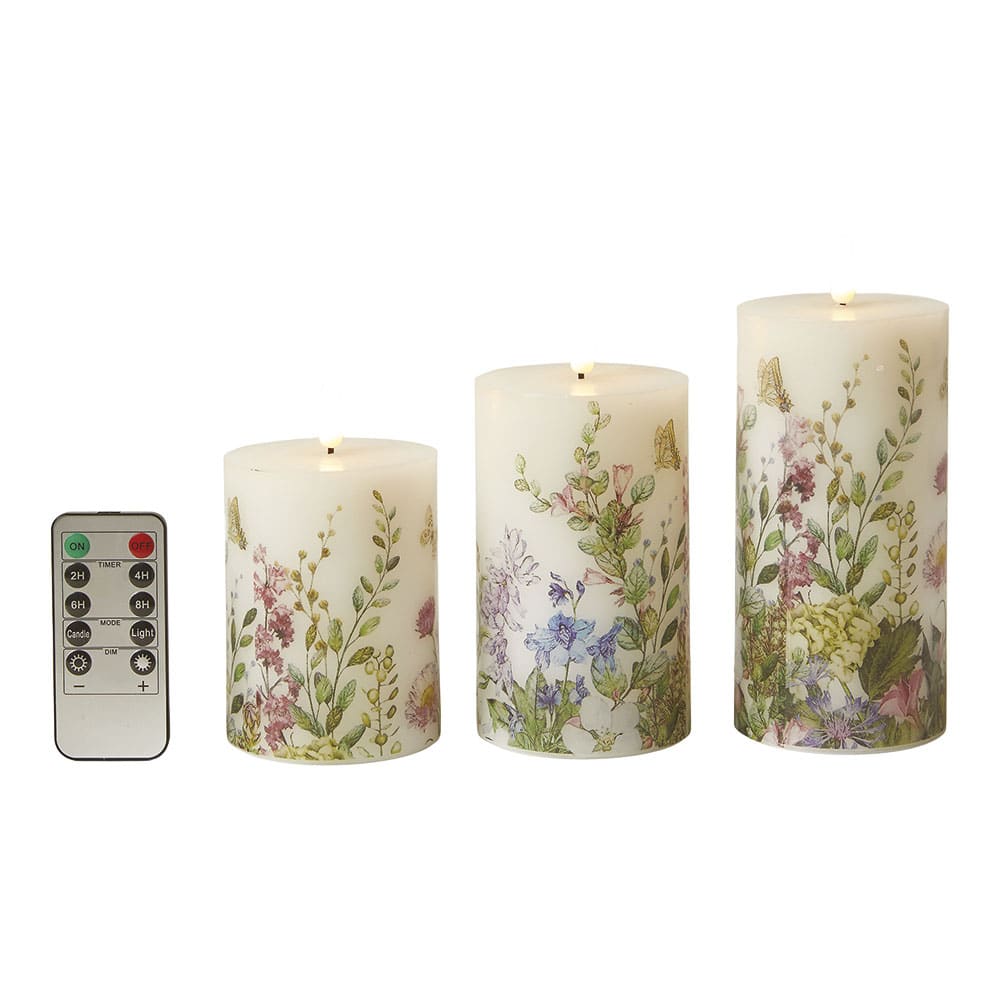 LED BLOKLYS M/BLOMST 3-P 7,5Ø 10/12,5/15 CM