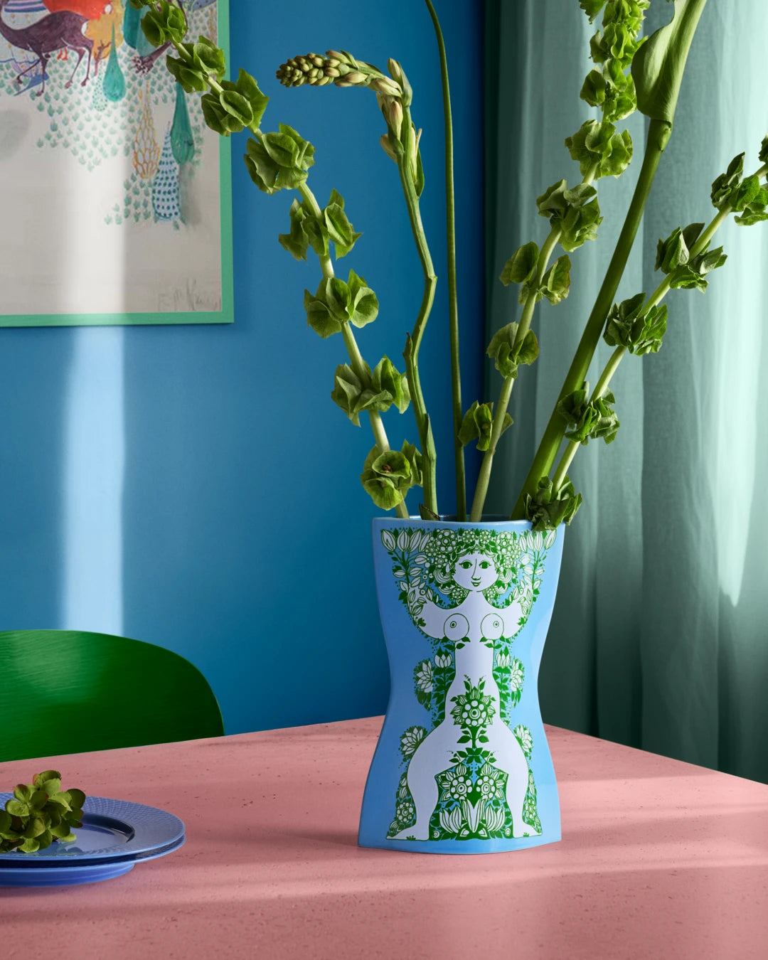 BJØRN WIINBLAD VASE NINA 28,5 CM BLÅ/GRØN