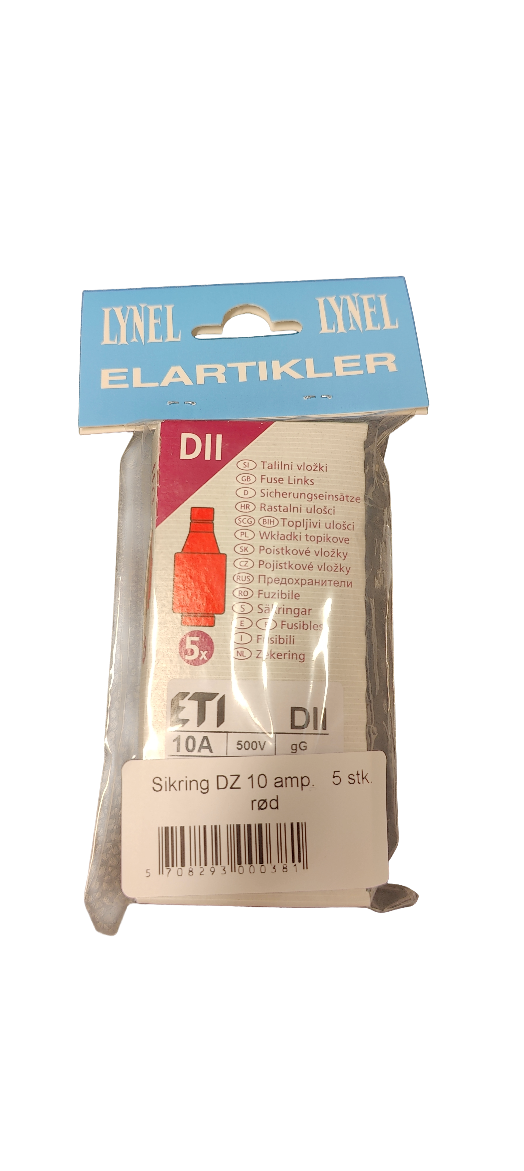 SIKRING DZ 10 AMPERE RØD BRED 5-PAK