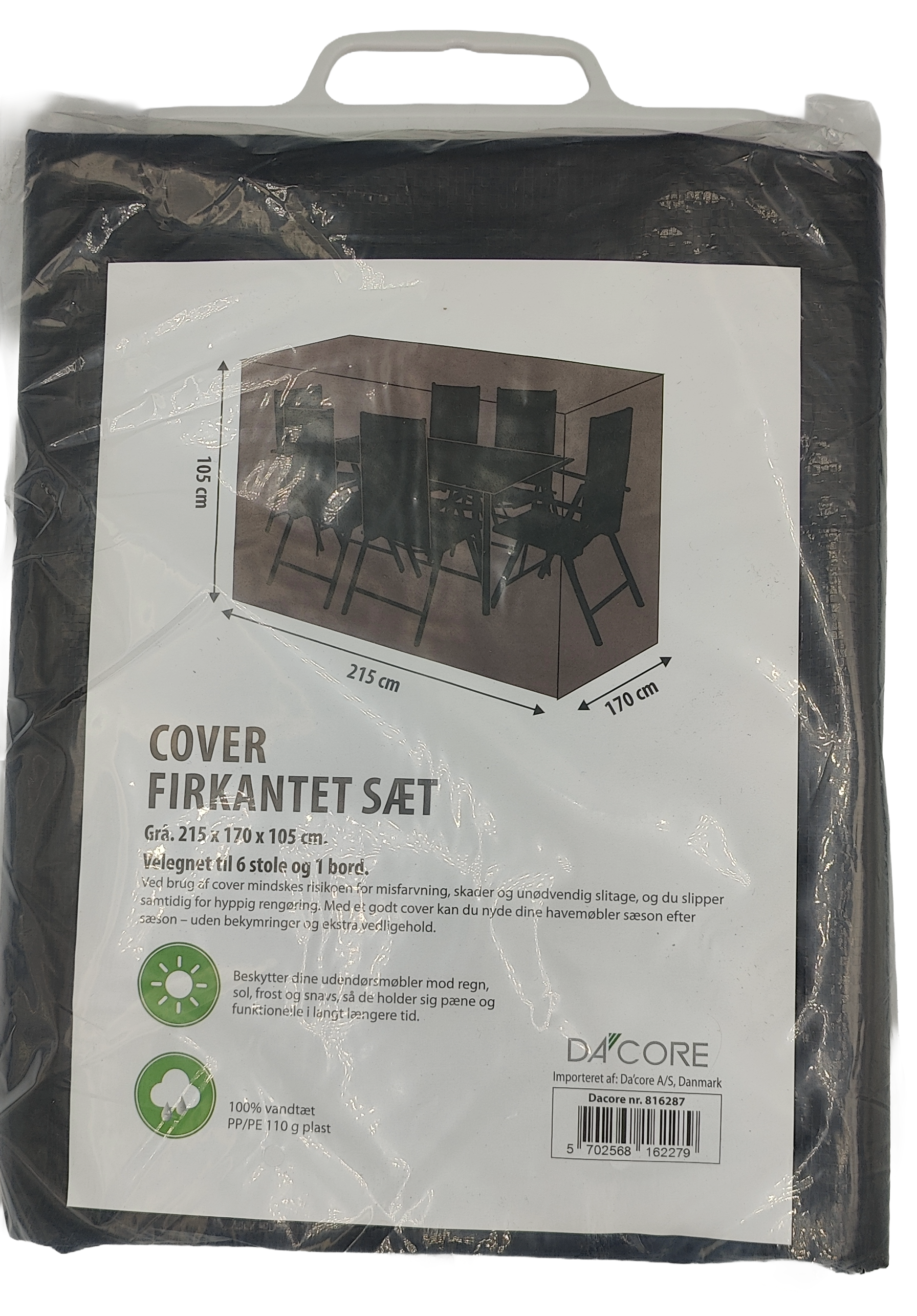 DA´CORE COVER T/HAVESÆT 215X170X105 GRÅ M/SNØRE