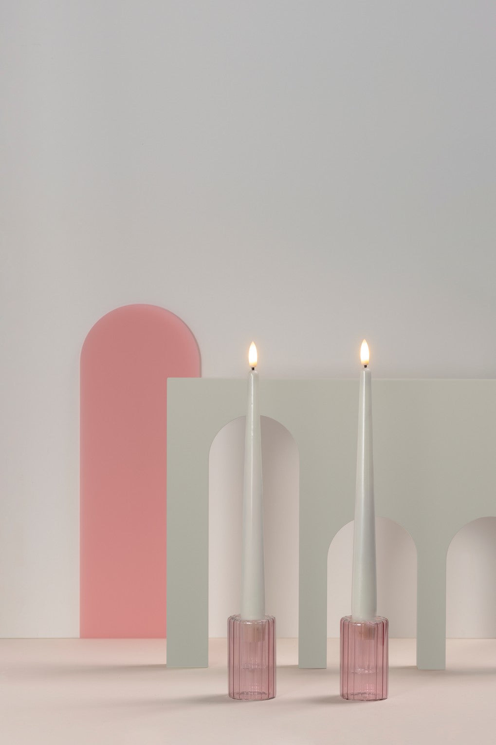 MOODS&MORE LIMA LYSESTAGER ROSA GLAS 2-PAK