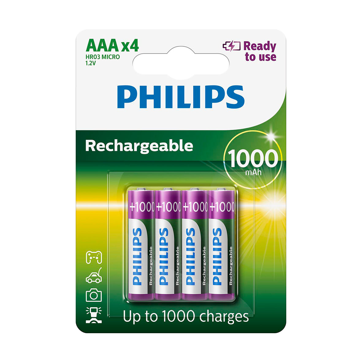 GENOP.BATTERI AAA 1000 MaH 4-PAK PHILIPS