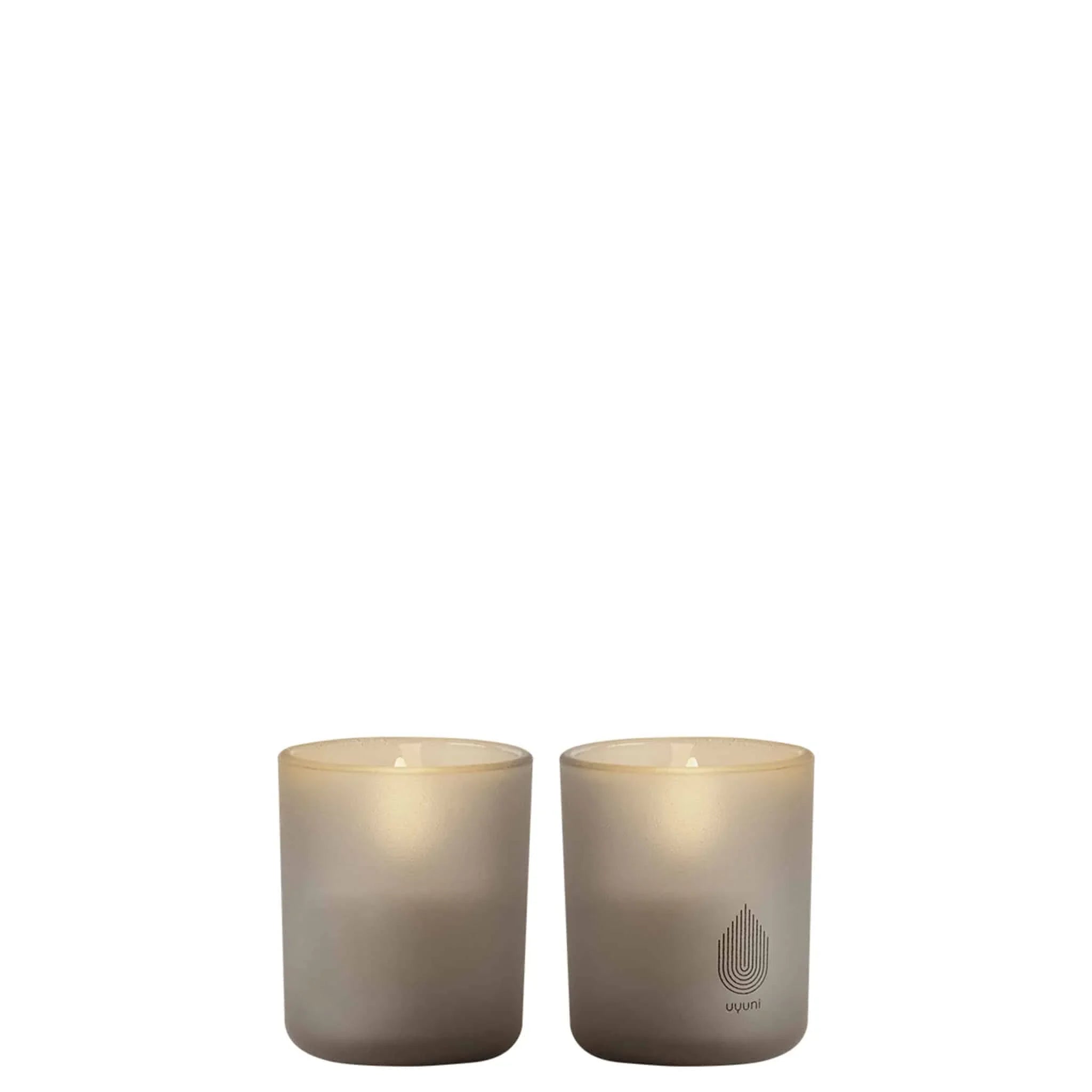 UYUNI GLAS LYS 2-PAK 7 CM SAND