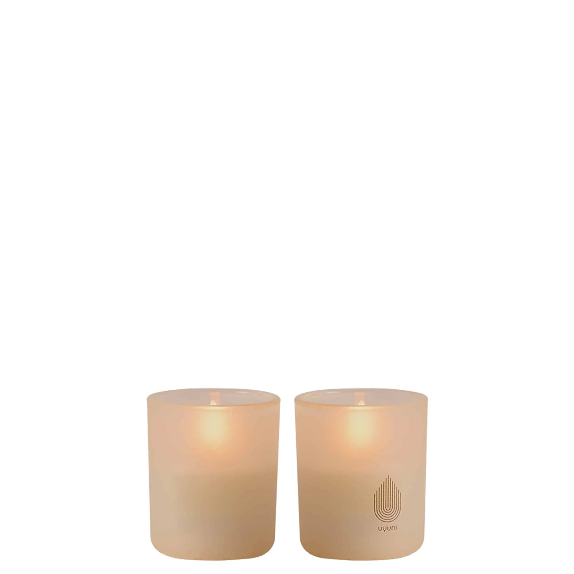 UYUNI GLAS LYS 2-PAK 7 CM BEIGE