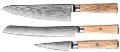 CONZEPT DAMASKUS KNIVSÆT 3-DELE TRÆSKAFT