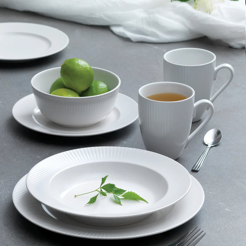 GROOVY SKÅL 14 CM RILLET HVID PORCELÆN
