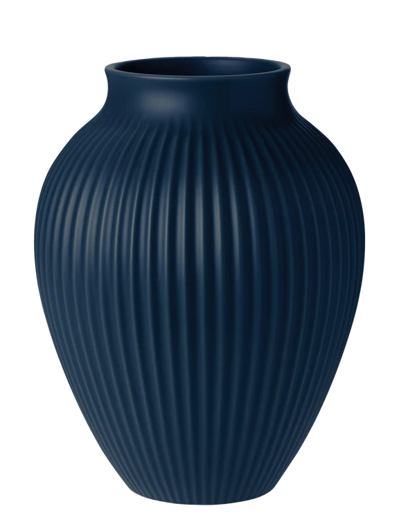 KNABSTRUP VASE 27 CM MAT MØRK BLÅ M/RILLER