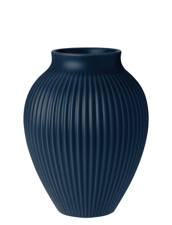 KNABSTRUP VASE 20 CM MAT MØRK BLÅ M/RILLER