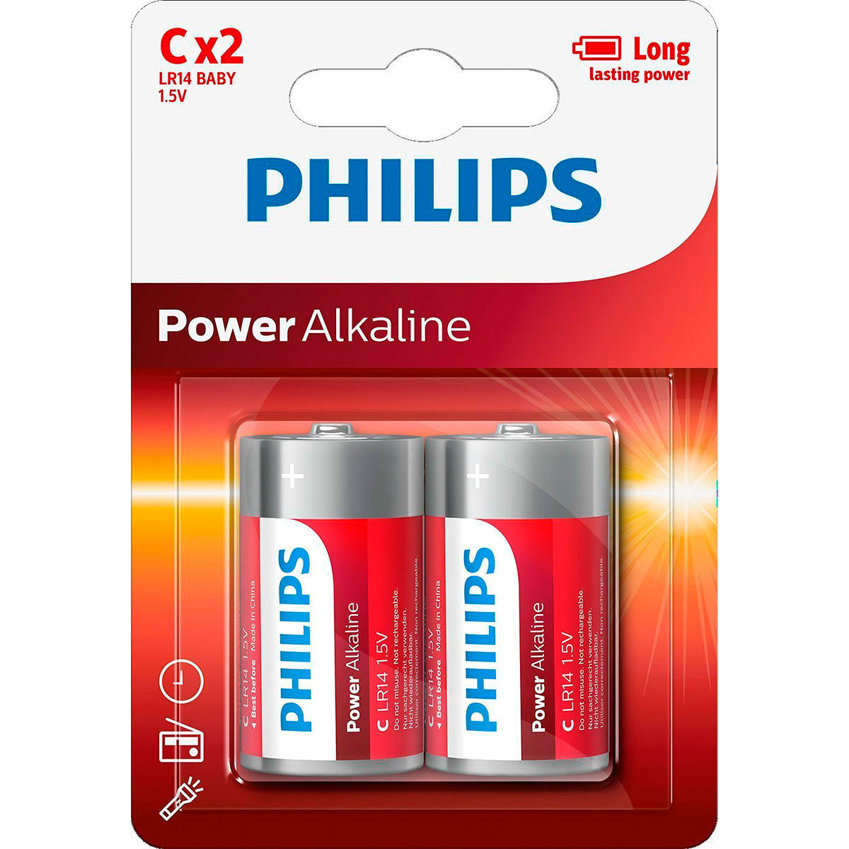 BATTERI "C"  2-PAK PHILIPS