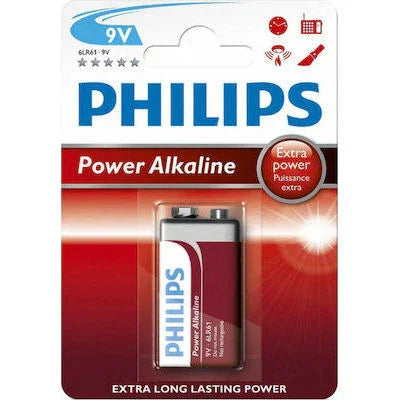 PHILIPS ALKALINE BATTERI 9 V (6LR61)