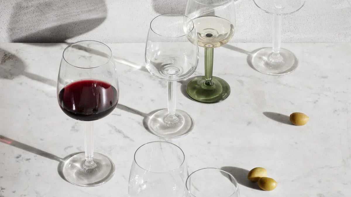 HAMMERSHØI HVIDVINSGLAS MED GRØN STILK 35 CL 2-PAK