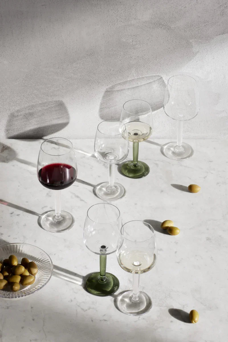 HAMMERSHØI HVIDVINSGLAS MED GRØN STILK 35 CL 2-PAK