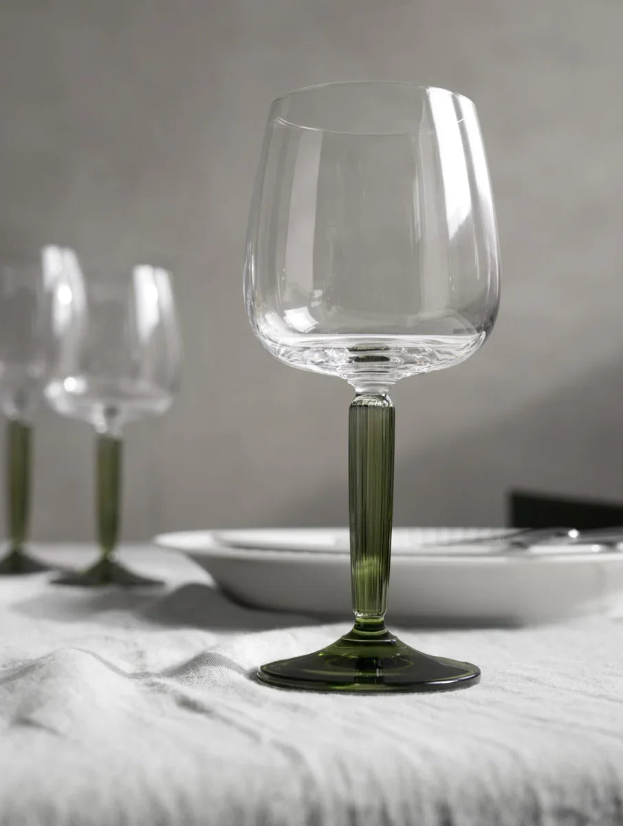 HAMMERSHØI RØDVINSGLAS MED GRØN STILK 49 CL 2-PAK