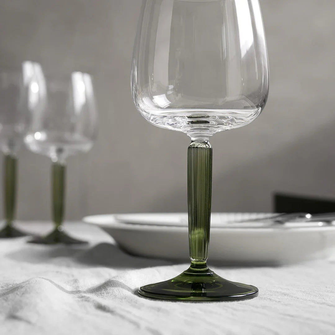 HAMMERSHØI RØDVINSGLAS MED GRØN STILK 49 CL 2-PAK
