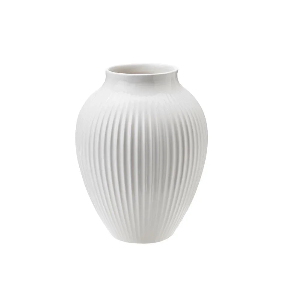 KNABSTRUP VASE 12,5 CM HVID M/RILLER