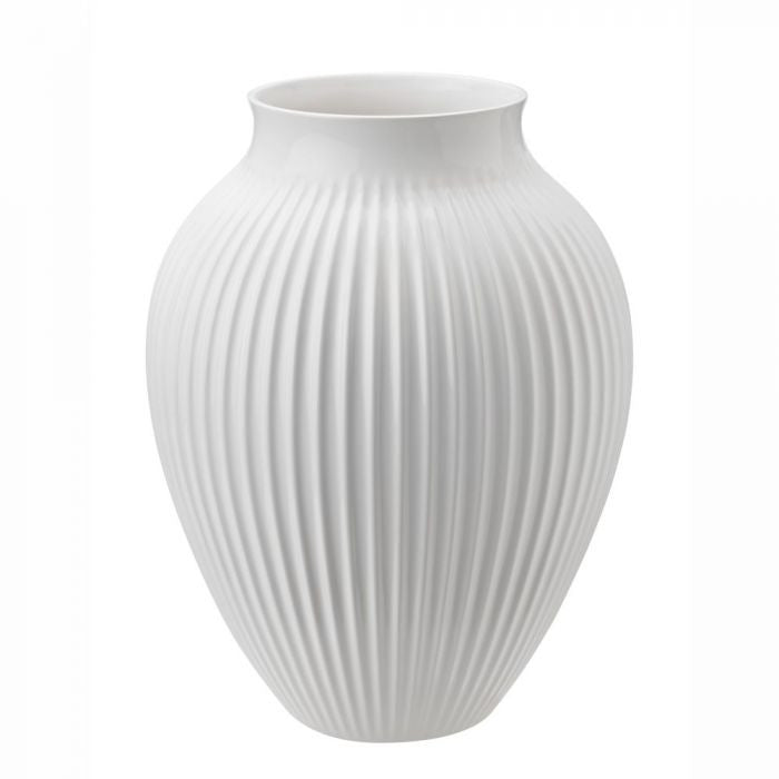 KNABSTRUP VASE 27 CM HVID M/RILLER