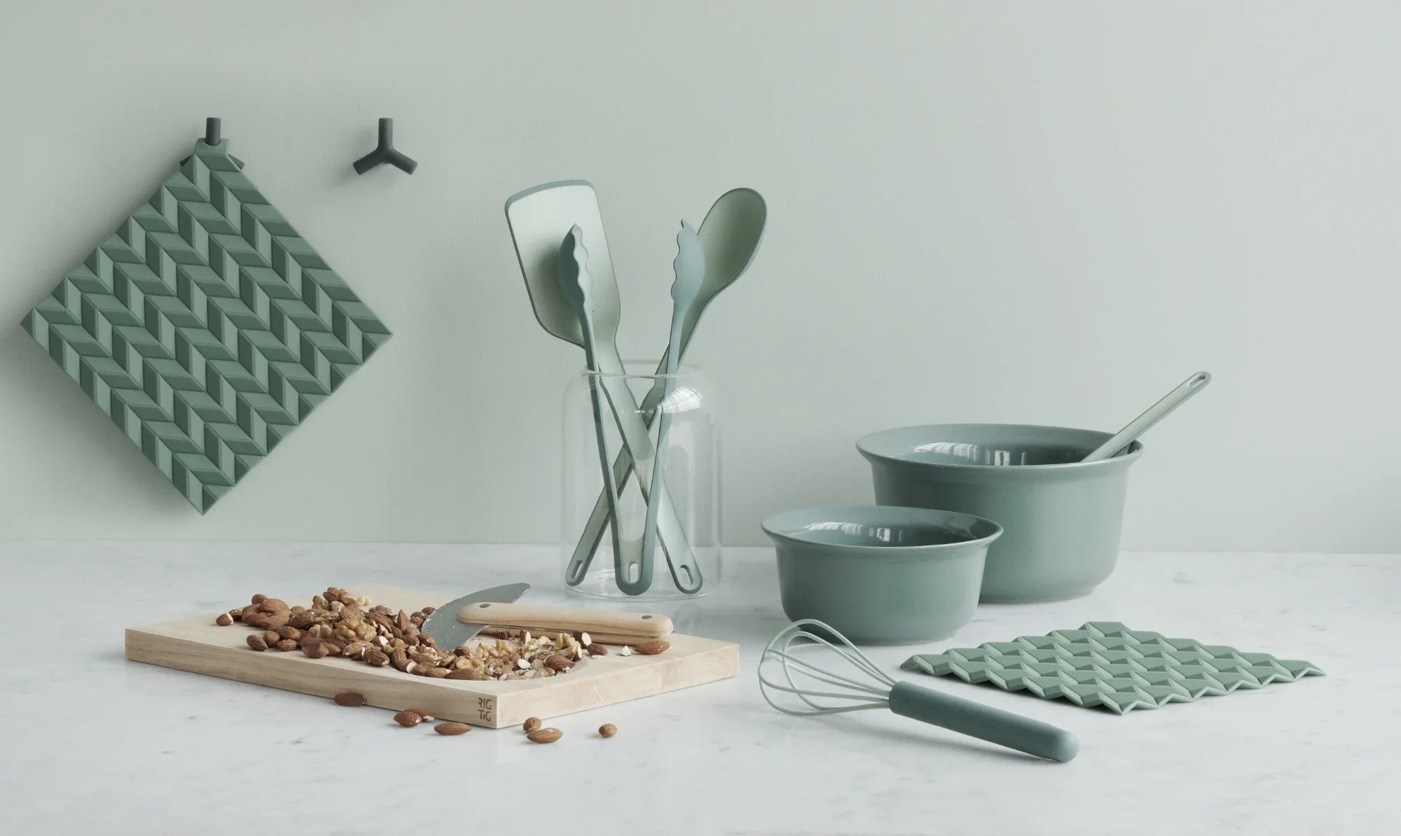 RIGTIG by STELTON GRYDELAPPER 2-PAK GRØN SILIKONE