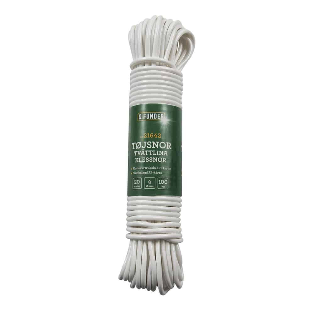 TØJSNOR HVID PLAST 20 M 80 KG