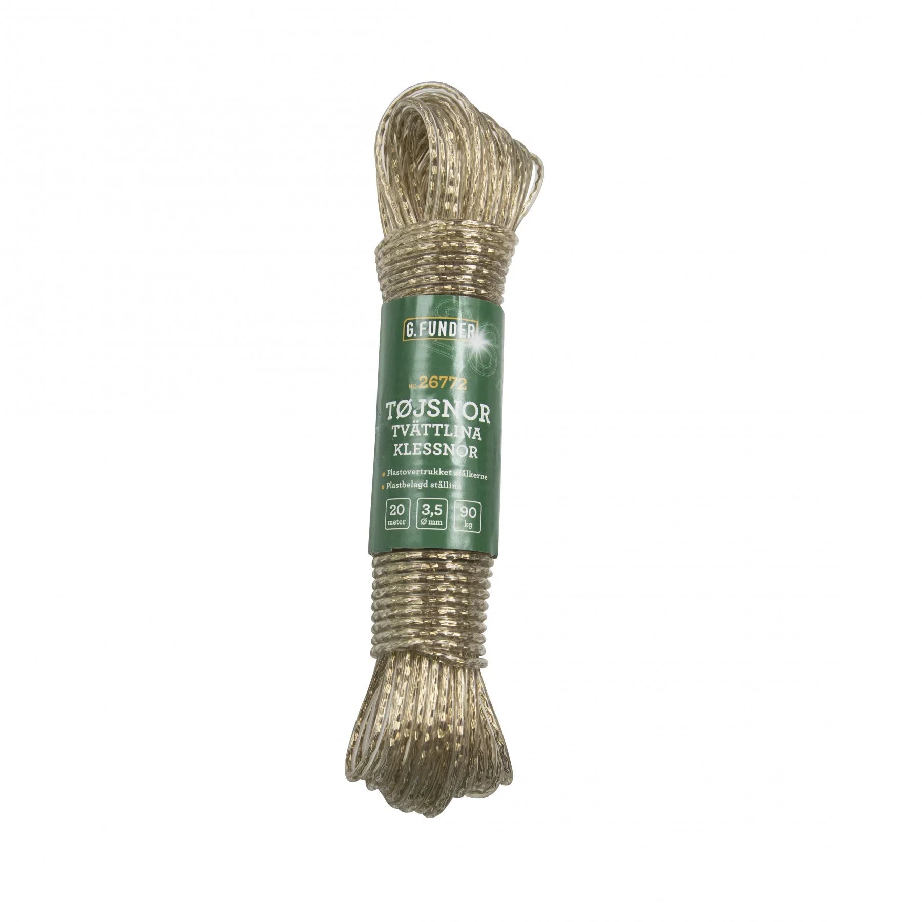 TØJSNOR STÅL/PVC 20 MTR 90 KG