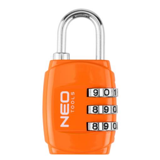 NEO HÆNGELÅS M/KODE 30 MM 3-TALSKODE ORANGE