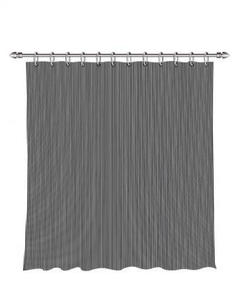 BADEFORHÆNG SORT/STRIB 180X200 INCL. RINGE