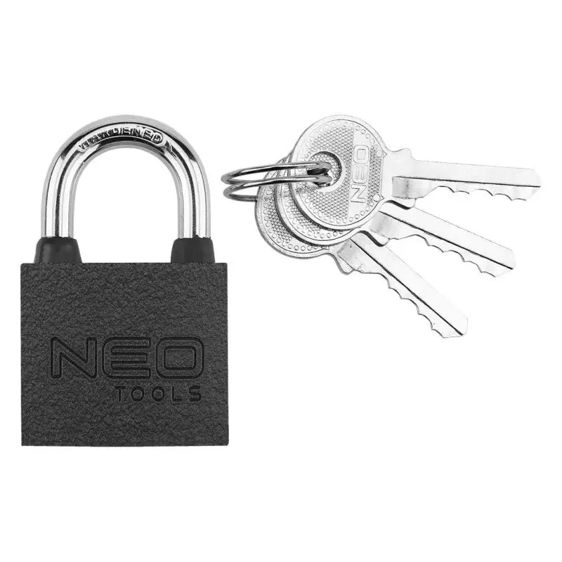 NEO HÆNGELÅS 30 MM SORT STÅL M/3 NØGLER