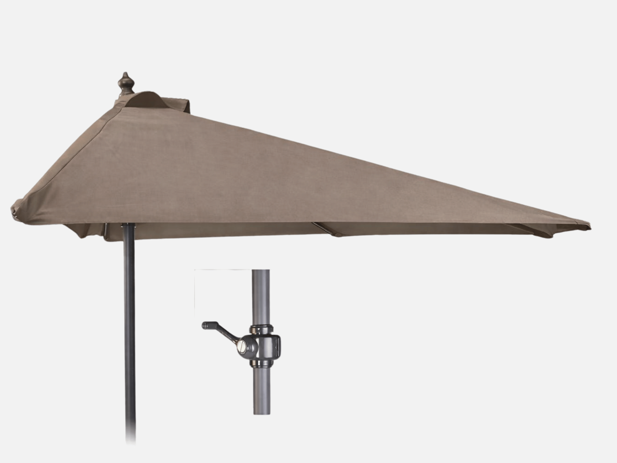 HALV PARASOL 2,7 M BRED 1,35 M DYB TAUPE FARVET