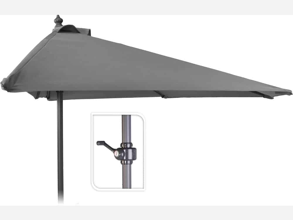 HALV PARASOL 2,7 M BRED 1,35 M DYB MØRKGRÅ