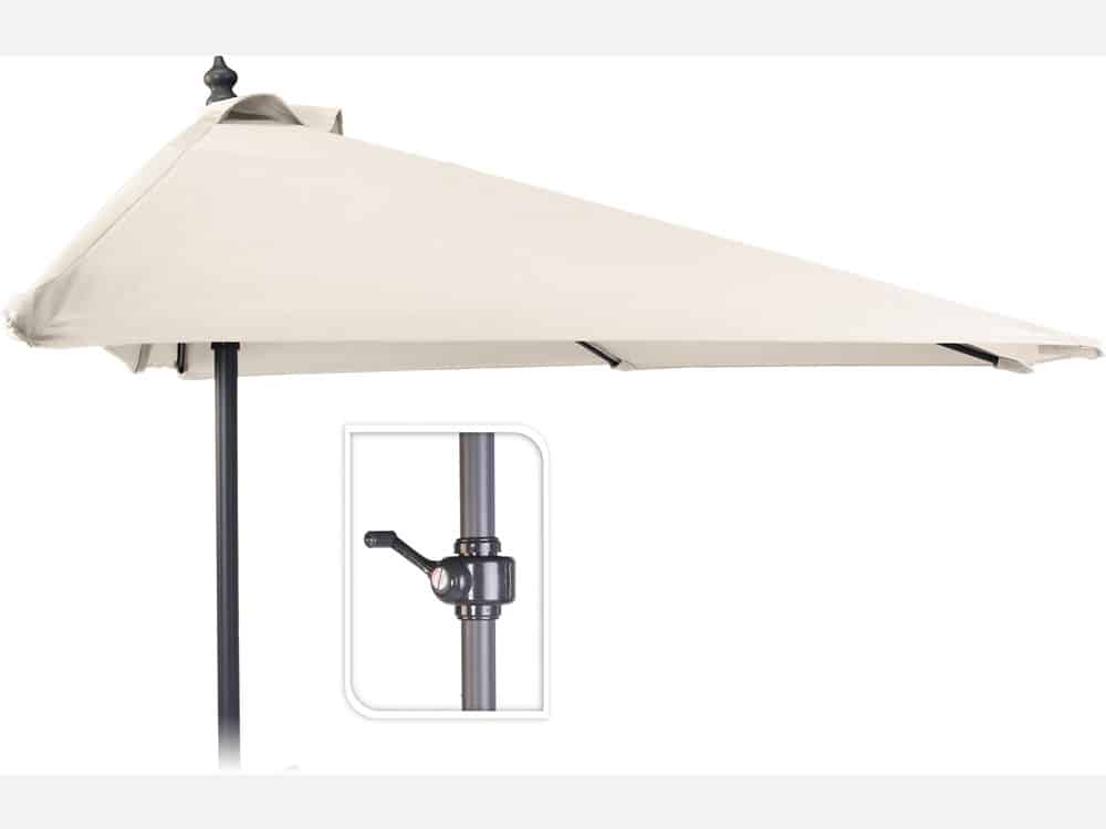 HALV PARASOL 2,7 M BRED 1,35 M DYB NATUR FARVET