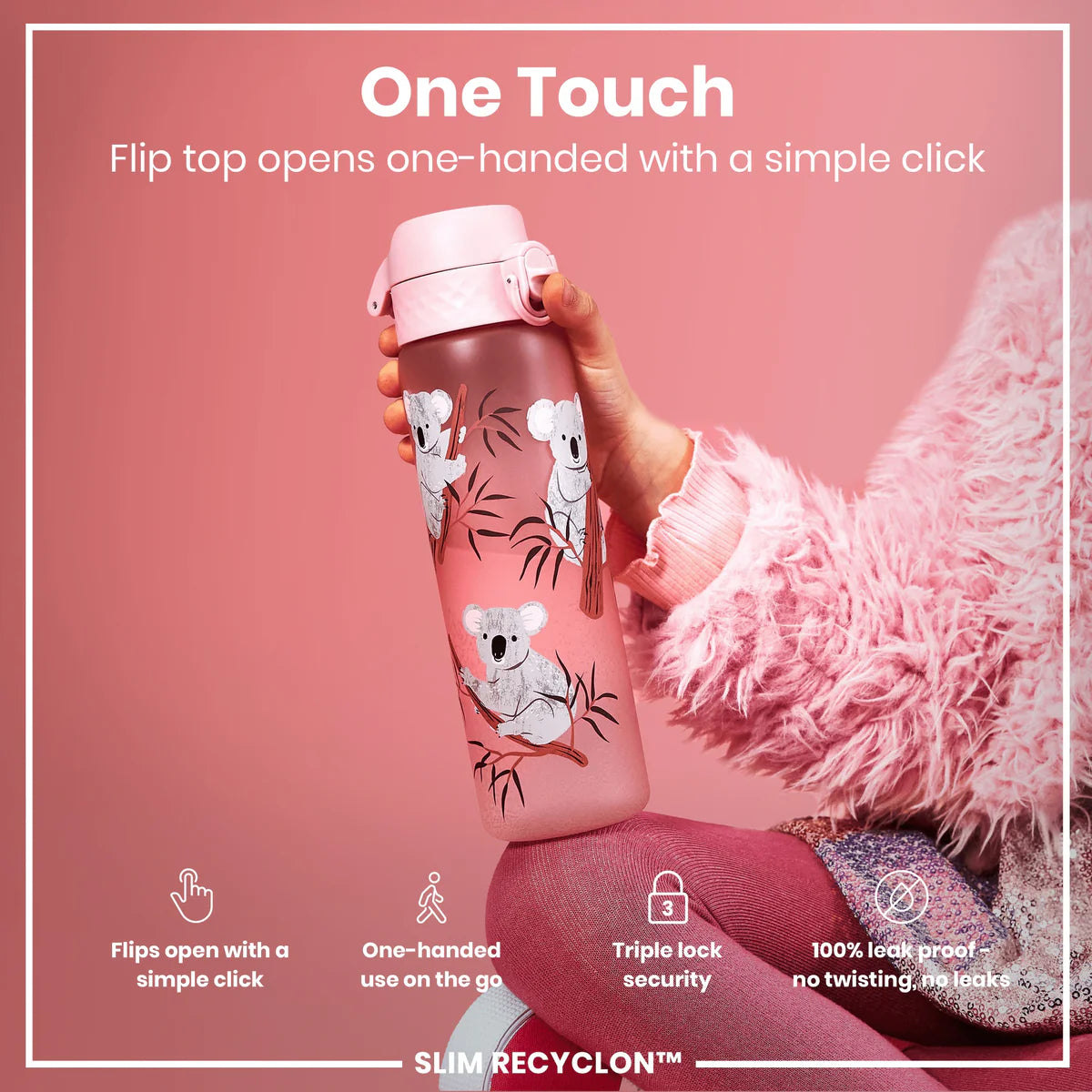 ION8 DRIKKEFLASKE KOALA ROSA 500 ML