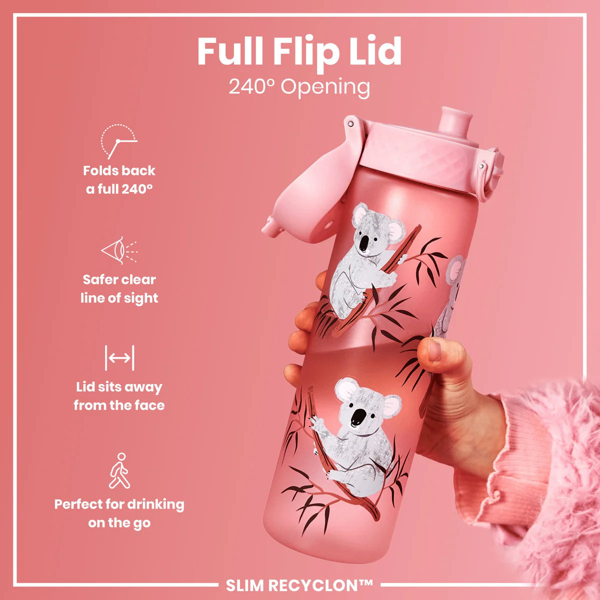 ION8 DRIKKEFLASKE KOALA ROSA 500 ML