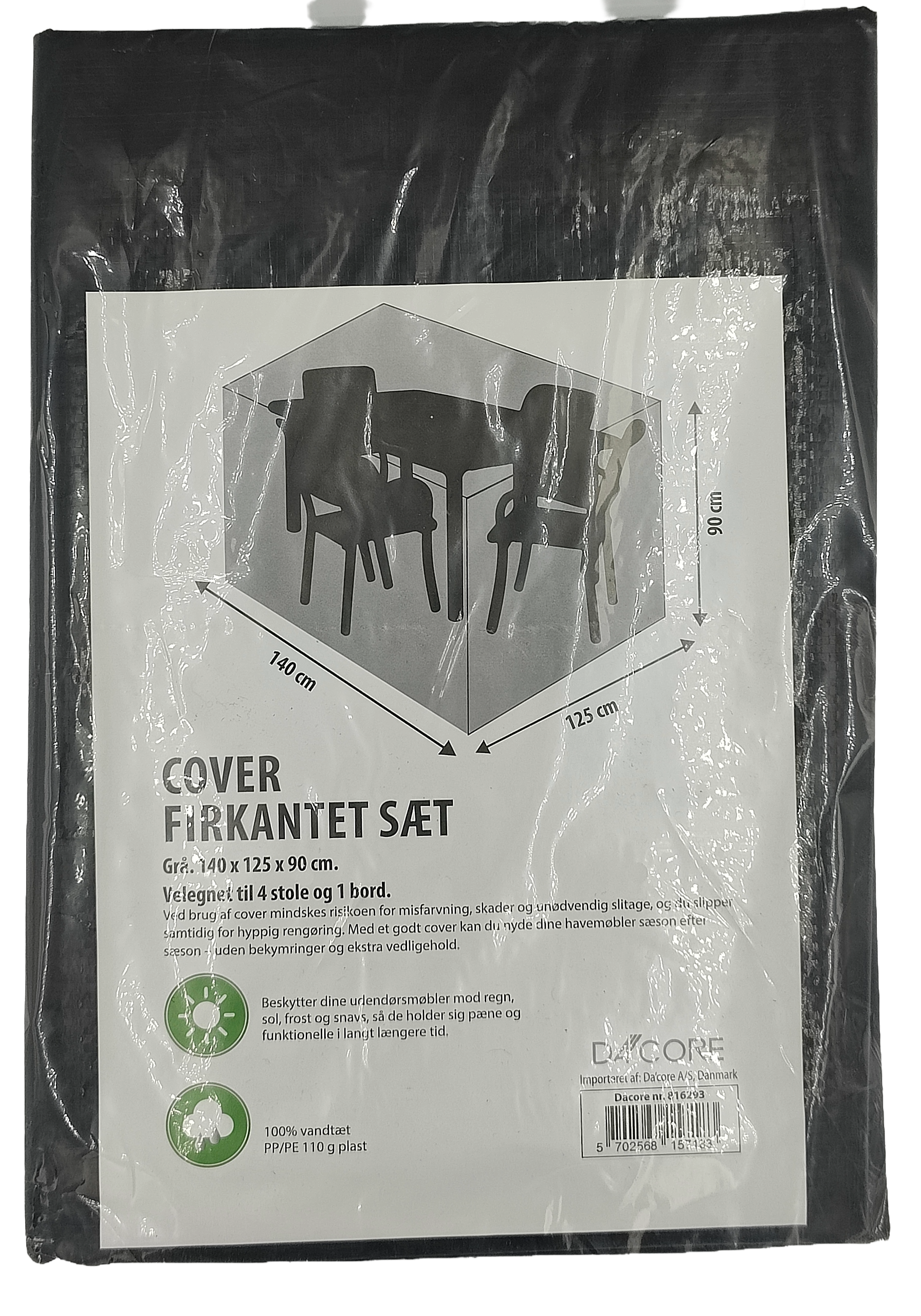 DA´CORE COVER T/HAVESÆT 140X125X90 GRÅ M/SNØRE