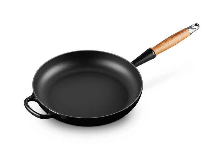 LE CREUSET PANDE MED TRÆHÅNDTAG 28 CM MAT SORT