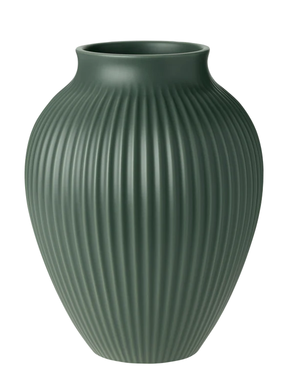 KNABSTRUP VASE 27 CM MØRKEGRØN M/RILLER