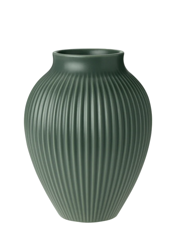 KNABSTRUP VASE 20 CM MØRKEGRØN M/RILLER