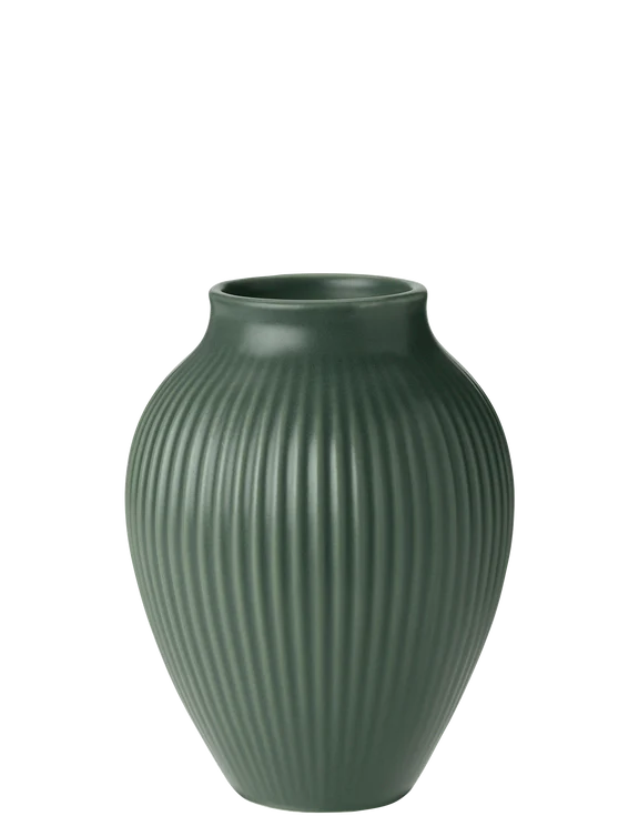 KNABSTRUP VASE 12,5 CM MØRKEGRØN M/RILLER