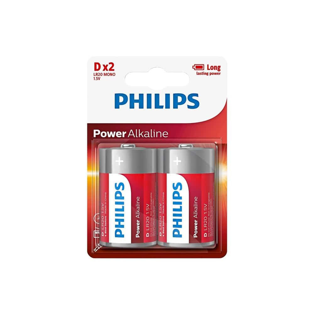 BATTERI "D" LR20 2-PAK PHILIPS