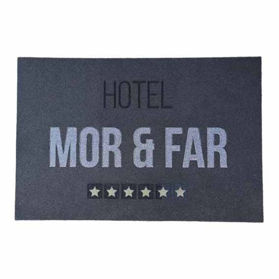 DØRMÅTTE " HOTEL MOR&FAR" 40X60 GRÅ